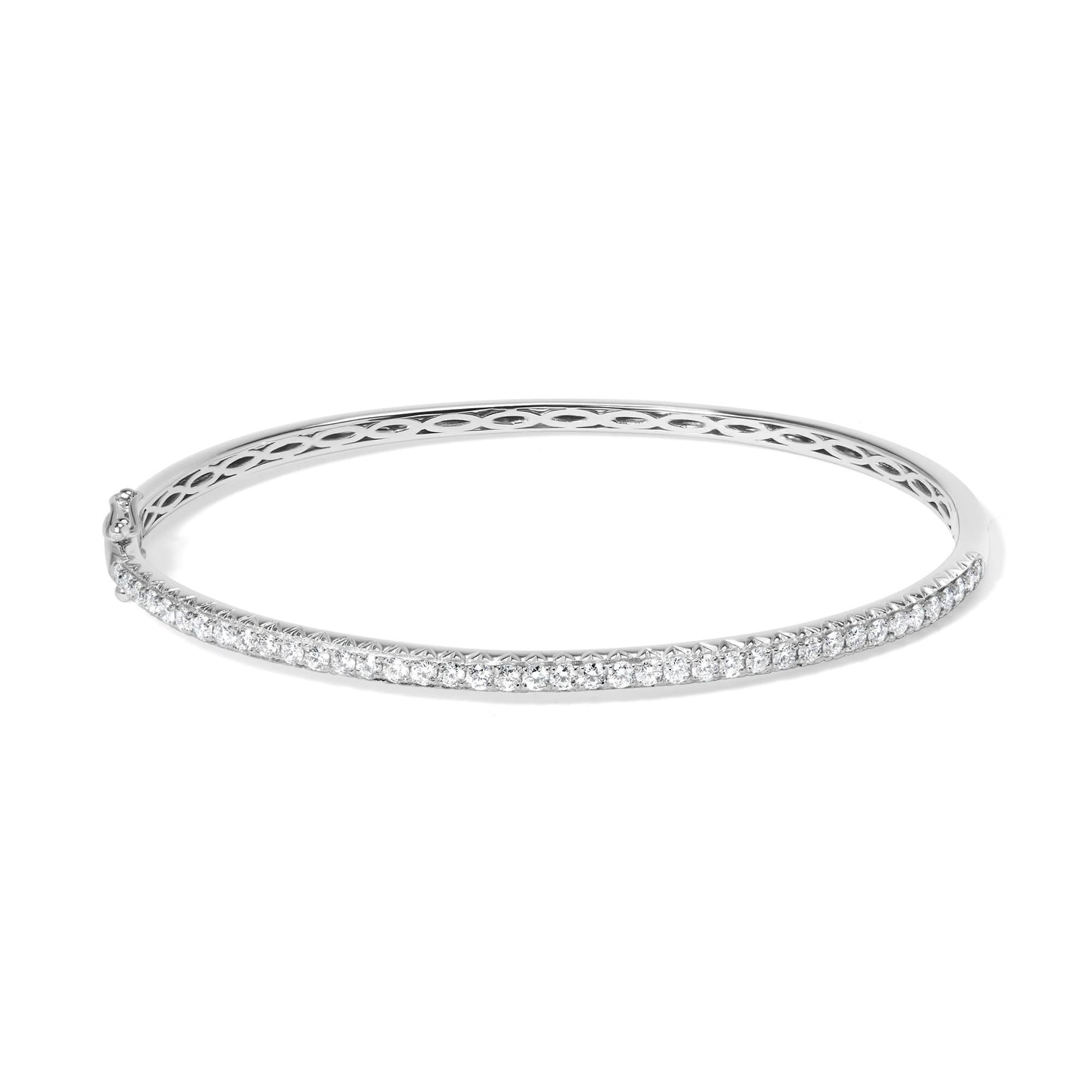 14K Gold 1.00 Cttw Half Eternity Diamond Bangle Bracelet