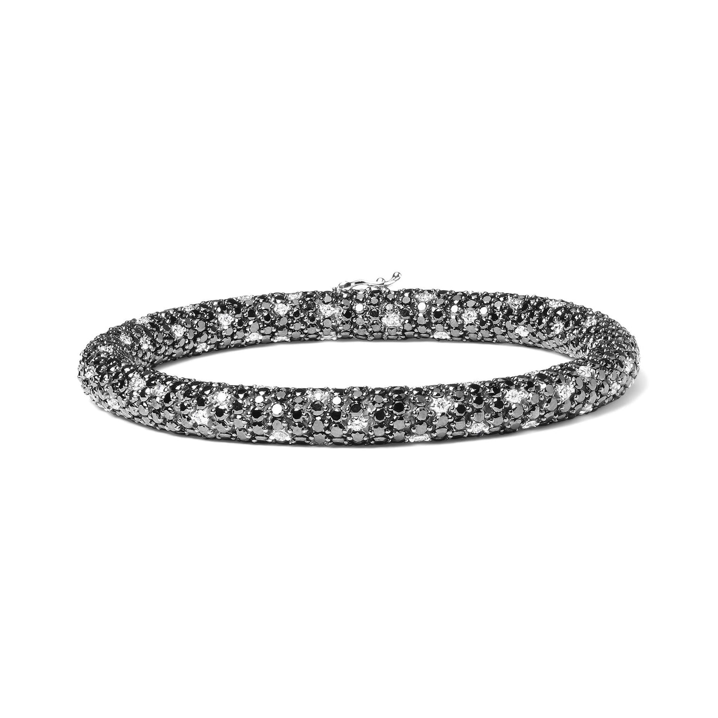 18K White Gold 20.0 Cttw Black and White Pave Set DiamondSkin  Bracelet