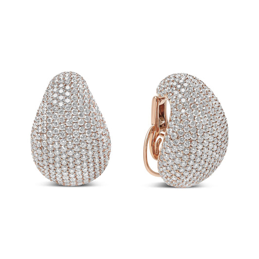 18K Rose Gold 13 1/5 Cttw Micro-Pave Diamond Sculptural Design Omega Earnings