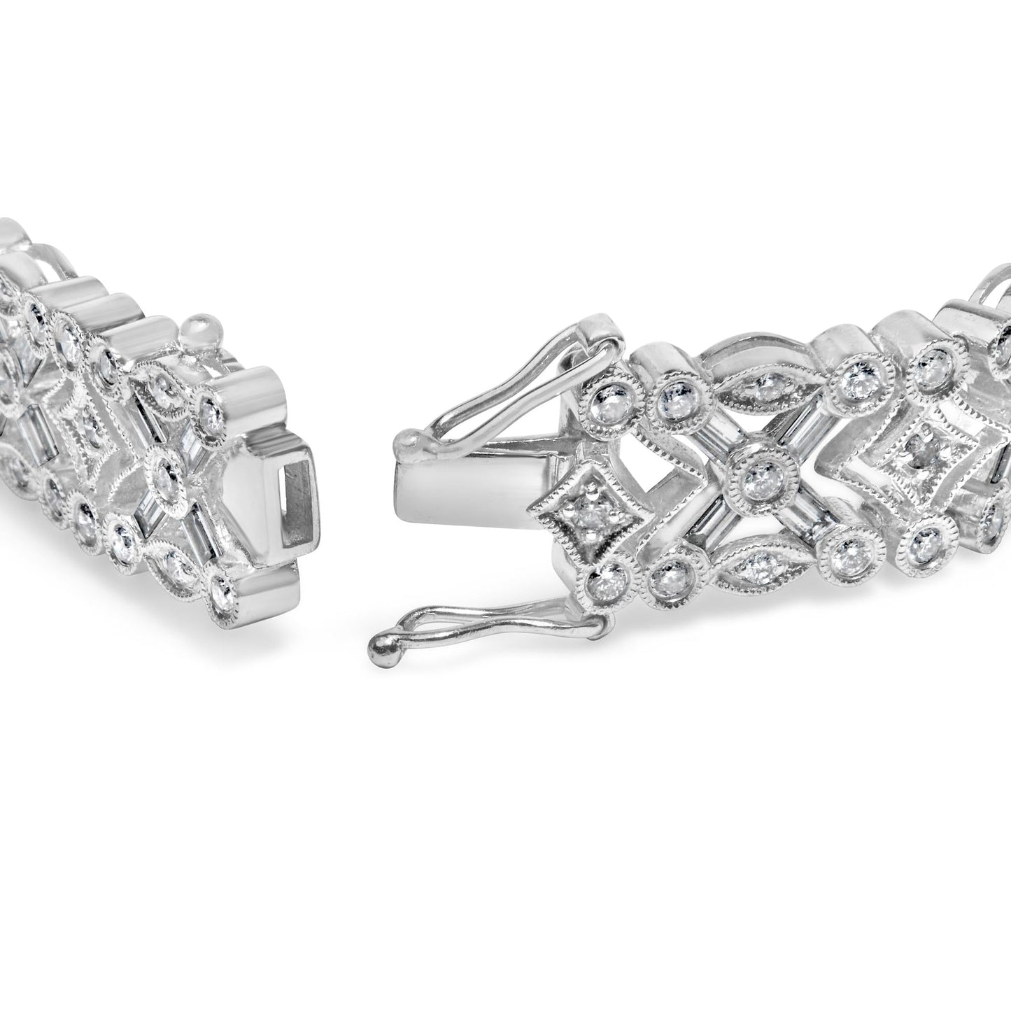 18K White Gold 3 3/4 Diamond Art Deco Vintage-Inspired Link Bracelet