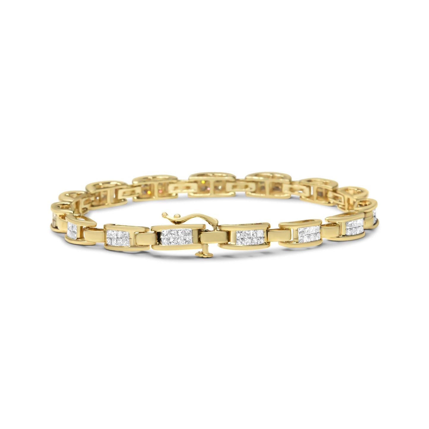 14K Yellow Gold Princess-Cut Diamond Links of Love Bracelet