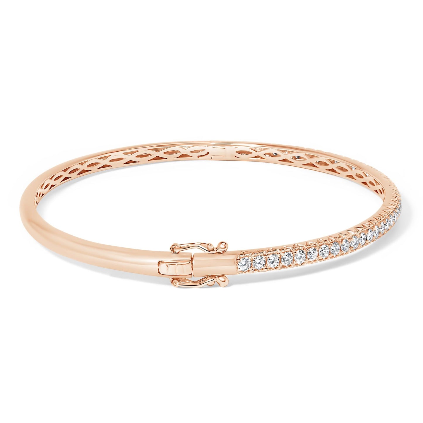 14K Gold 1.00 Cttw Half Eternity Diamond Bangle Bracelet