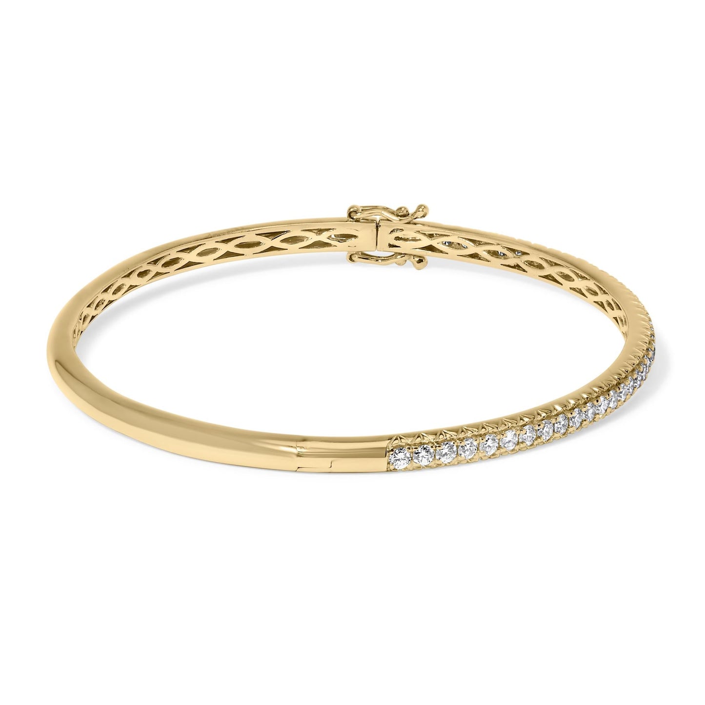 14K Gold 1.00 Cttw Half Eternity Diamond Bangle Bracelet