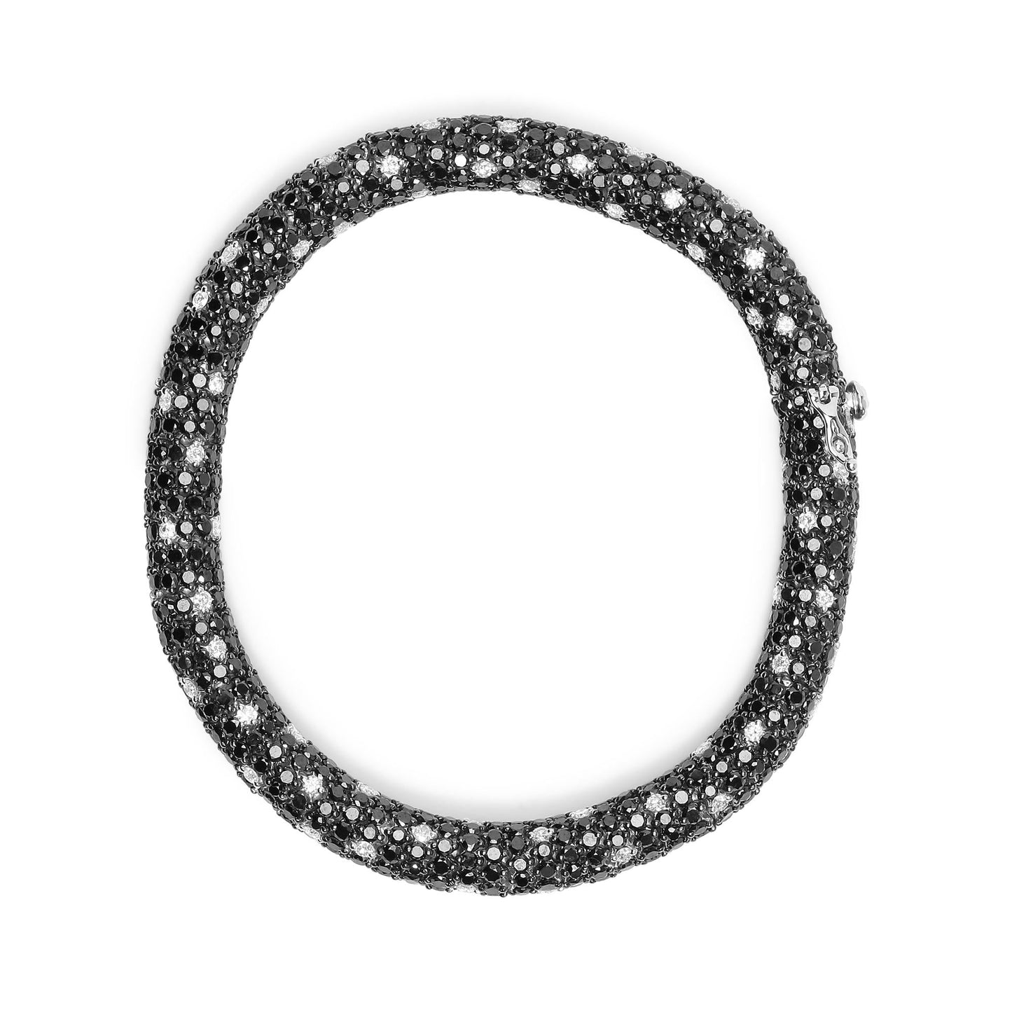18K White Gold 20.0 Cttw Black and White Pave Set DiamondSkin  Bracelet