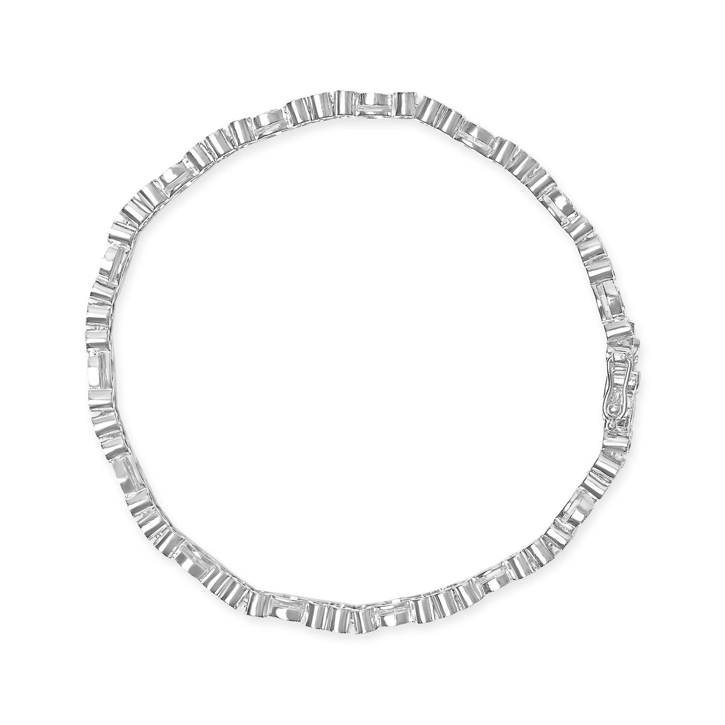 18K White Gold 3 3/4 Diamond Art Deco Vintage-Inspired Link Bracelet