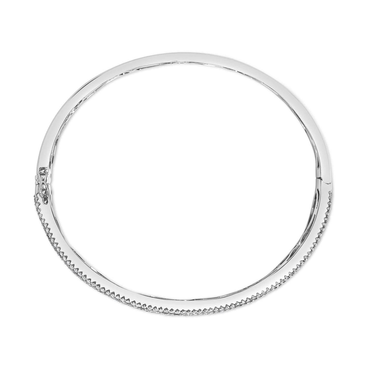 18K White Gold  Diamond and 8.00 Cttw Princess Sapphire Bangle Bracelet