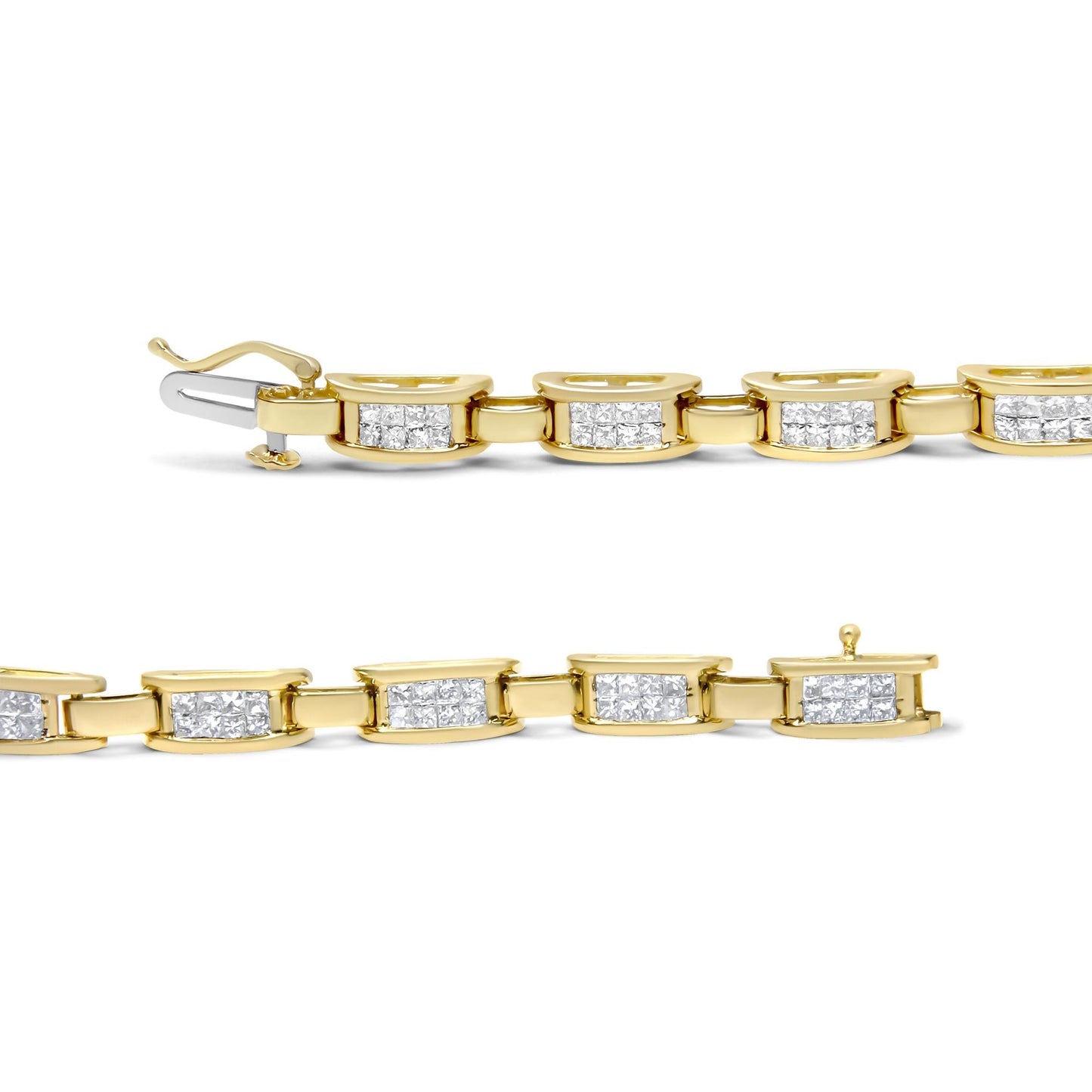 14K Yellow Gold Princess-Cut Diamond Links of Love Bracelet