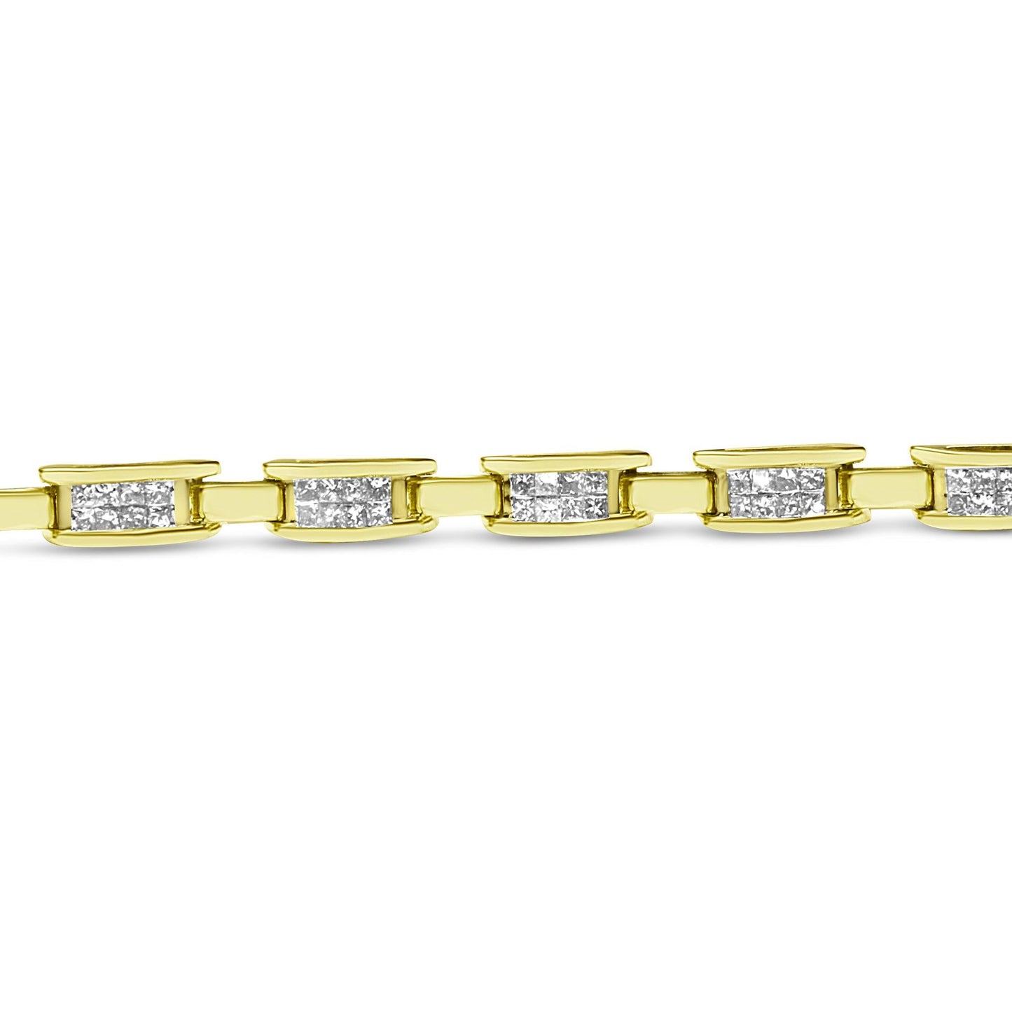 14K Yellow Gold Princess-Cut Diamond Links of Love Bracelet