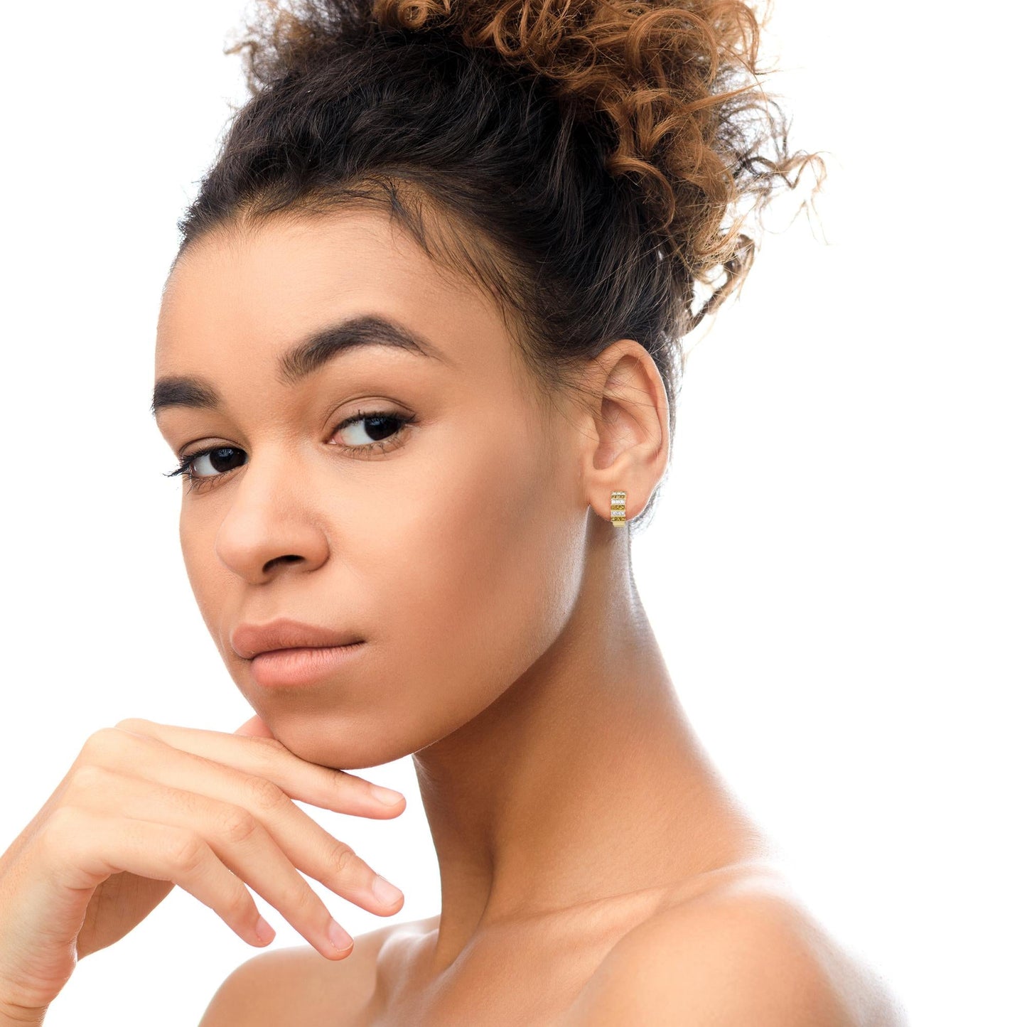 18KYellow Gold 1 3/4 Cttw Princess Diamond Yellow Sapphire Huggie Hoop Earrings