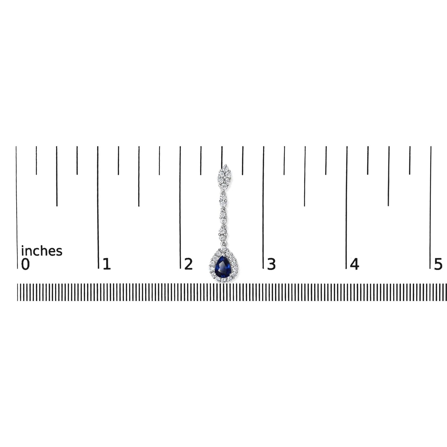 18K White Gold 1 3/5 Cttw Diamond and 7X5 MM Pear Shaped Blue Sapphire