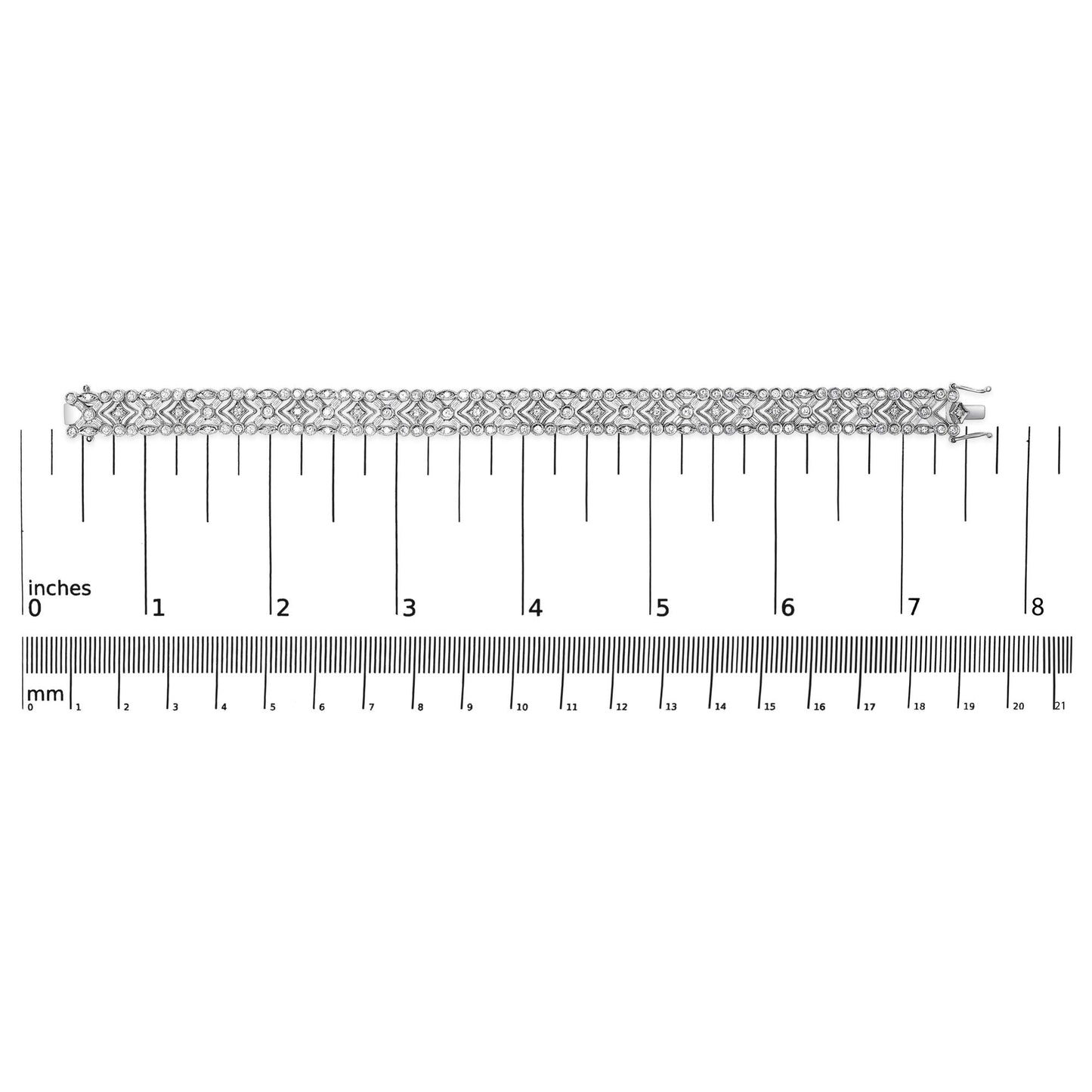 18K White Gold 3 3/4 Diamond Art Deco Vintage-Inspired Link Bracelet