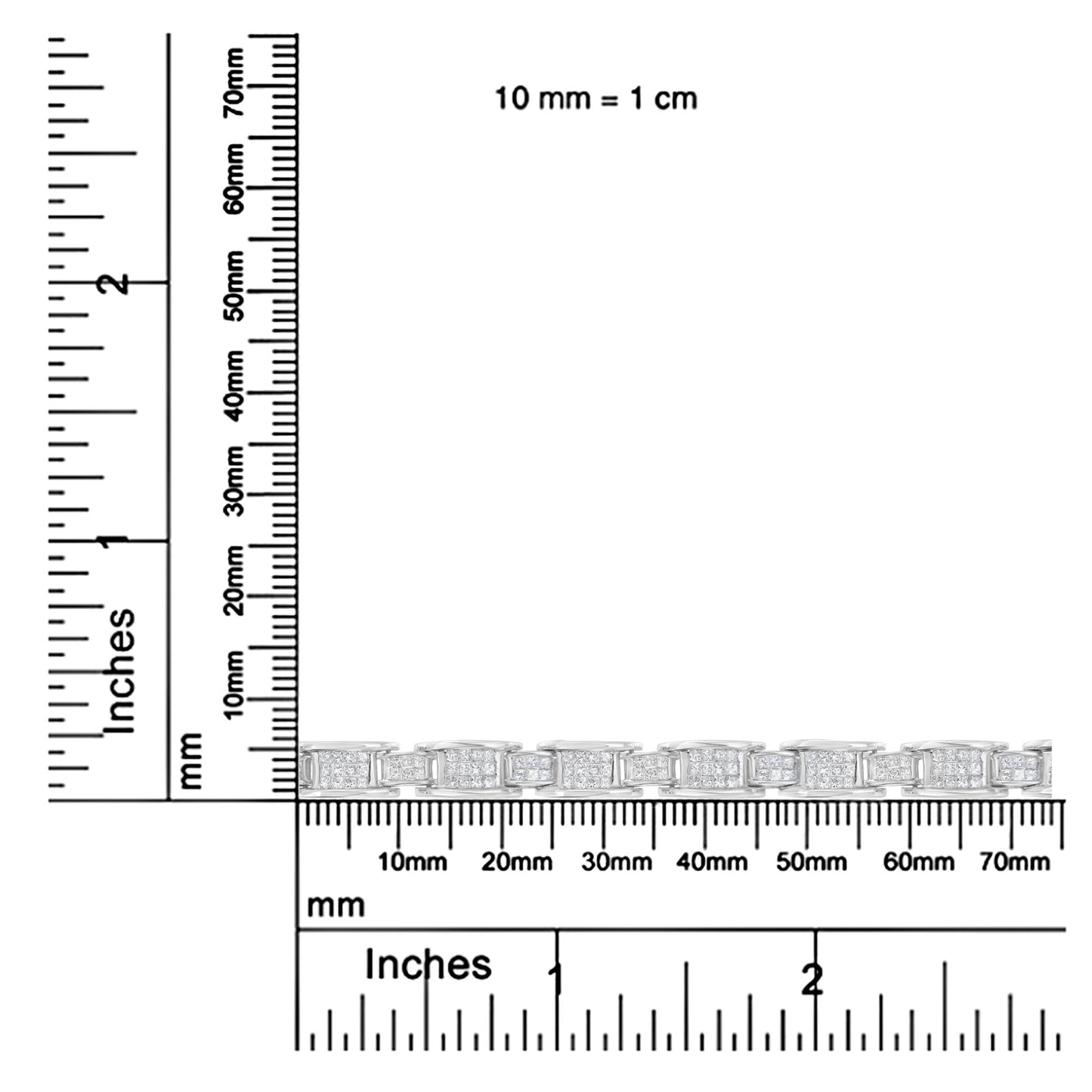 14K White Gold 5.0 Cttw Princess Cut Diamond  Shaped Links Tennis Bracelet